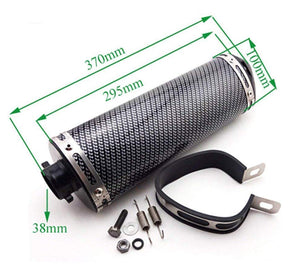 Carbon Fiber 38mm Motorcycle Scooter Exhaust Muffler Pipe W/ Movable Silencer