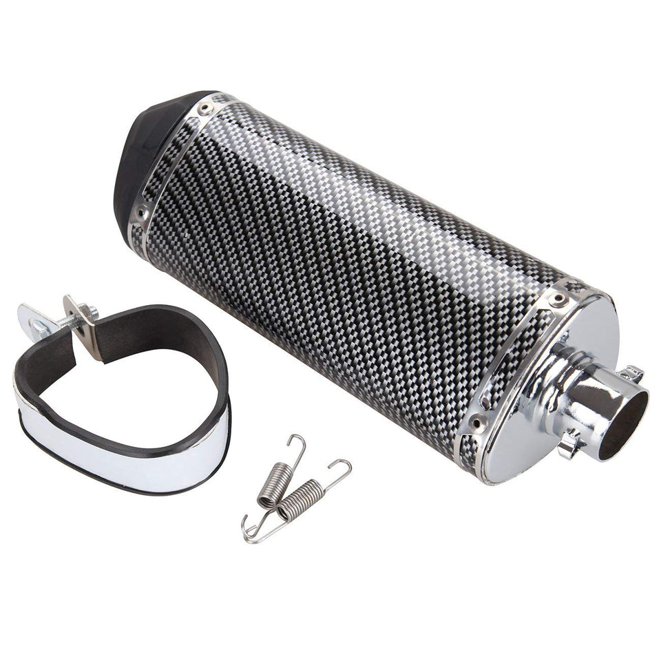 Carbon Fiber 38mm Motorcycle Scooter Exhaust Muffler Pipe W/ Movable Silencer