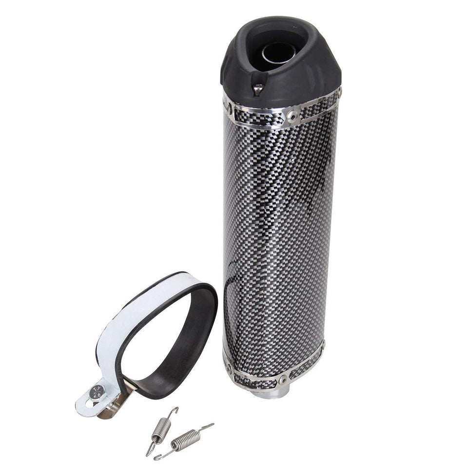 Carbon Fiber 38mm Motorcycle Scooter Exhaust Muffler Pipe W/ Movable Silencer